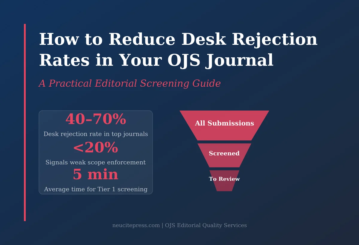 How to Reduce Desk Rejection Rates in Your OJS Journal: A Practical Editorial Screening Guide 1 OJS journal desk rejection screening guide for editors